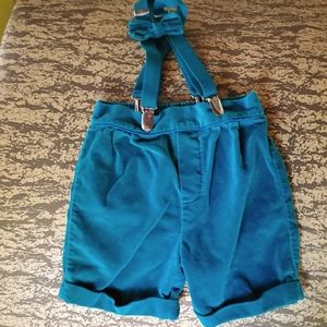 Suit shorts suspenders and bow tie